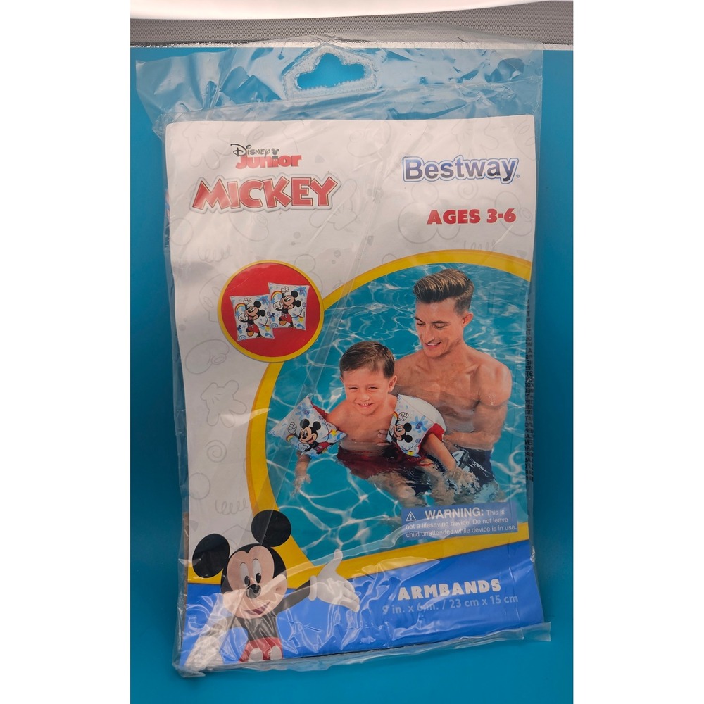Disney Junior Mickey Mouse Bestway Armbands Ages 3-6 Swimming Floats NWT